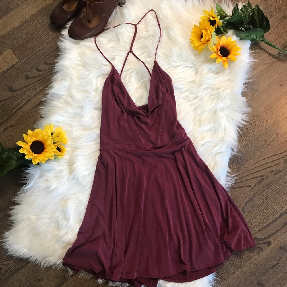 Silence + Noise burgundy mini dress